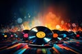 Music background with vinyl records