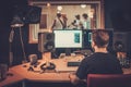 Music band in a cd recording studio Royalty Free Stock Photo
