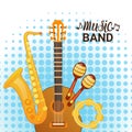Music Band Instruments Set Banner Musical Concert Poster Concept