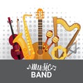 Music Band Instruments Set Banner Musical Concert Poster Concept