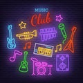 Music band neon icons