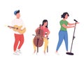 Music band performance flat color vector faceless characters Royalty Free Stock Photo