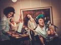 Music band performing in a studio Royalty Free Stock Photo