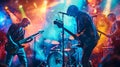 Music Band Playing in a Concert with Colorful Lights Royalty Free Stock Photo