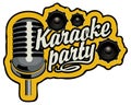 Music banner for karaoke party with microphone