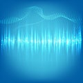 Music beat vector. Blue lights background. Abstract equalizer. Sound Wave. Audio equalizer technology. Detailed vector bokeh. Royalty Free Stock Photo