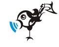 Music bird icon. Sound, vector