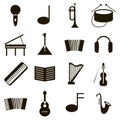 Music black icon set Royalty Free Stock Photo