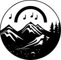 Music - black and white isolated icon - vector illustration Royalty Free Stock Photo
