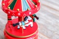 music box horse white merry go round red carousel horses toy closeup Royalty Free Stock Photo