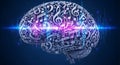 Music and brain concept illustration showing musical notes and mind waves Royalty Free Stock Photo
