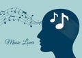 Music from brain, music notes, music lover, music vector