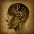 Music brain musical mind genius notes composer Royalty Free Stock Photo