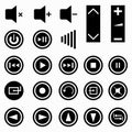 Music buttons monochrome symbols illustration