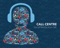 Music call center of social media icons