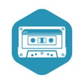 The music cassette icon. Cassette tape. An audio cassette for a tape recorder and other playback devices. Retro-style music and so