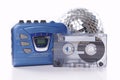 Music cassette walkman and disco ball Royalty Free Stock Photo