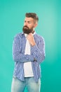 Music chart. Hipster with beard listening music. Handsome music lover. Man in headphones. Streaming sites hippest and Royalty Free Stock Photo