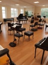 Music Class Melodies. A music room with musical instruments