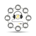 Music cloud connection headphone note musical graphic