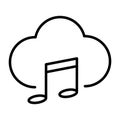 Music cloud thin line icon. Vector pictogram