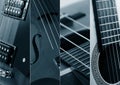 Music Collage. Collage of photos of tinted blue guitar and amp. Royalty Free Stock Photo