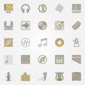 Music colored vector icons or creative symbols