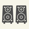 Music columns solid icon. Sound system vector illustration isolated on white. Audio speakers glyph style design Royalty Free Stock Photo