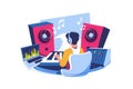 Music composer recording music at workplace Royalty Free Stock Photo