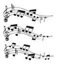 Music compositions. Doodle tune isolated decoration artimages, musical notes sketch, musically singing tuning draws on