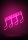 Music concept. Neon, pink notes on a dark background Royalty Free Stock Photo