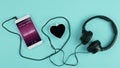 Music concept - smartphone and headphones Royalty Free Stock Photo