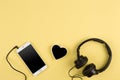 music concept - smartphone and headphones Royalty Free Stock Photo
