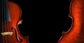 Music concept. violins on a black background. violin body front and back. copy space Royalty Free Stock Photo