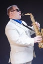 Music Concepts. Mature Caucasian Male Saxophone Player