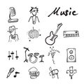 Music and concert doodle icons set Royalty Free Stock Photo