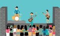 Music concert performance flat vector fun playing instrument young