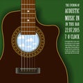 Music concert show poster with acoustic guitar . Vector Royalty Free Stock Photo