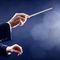 Music conductor hands orchestra Royalty Free Stock Photo