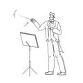 Music Conductor Man Conducting Orchestra Vector Illustration Royalty Free Stock Photo