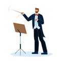 Music Conductor Man Conducting Orchestra Vector Illustration Royalty Free Stock Photo