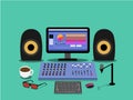 Music conductor table and element in vector