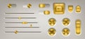 Music control panel with golden buttons and knobs Royalty Free Stock Photo