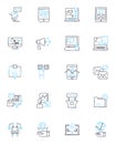 Music countdowns linear icons set. Top, Hit, Chart, Billboard, Radio, Countdown, List line vector and concept signs