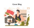 Music cover video blogger concept. Sharing covered song video content Royalty Free Stock Photo