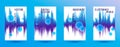 Music banners set with sound wave background. Royalty Free Stock Photo