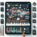 Music creation app interface with virtu rare odd Royalty Free Stock Photo