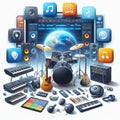 Music creation app interface with virtu strange old Royalty Free Stock Photo