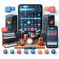 Music creation app interface with virtu new beautiful Royalty Free Stock Photo