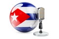 Music of Cuba concept. Retro microphone with Cuban flag. 3D rendering